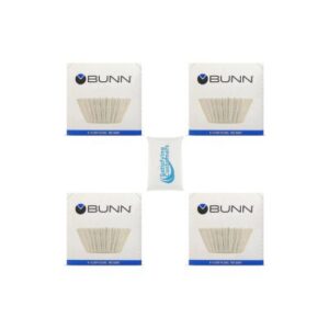 BUNN Coffee Filter – 4 PK - 100 PCS per Pack – Taller – Flat Bottom Liner – Quality Paper for Most Coffee Makers – Aromatic Brew – with Satisfying Customers Travel Tissue Pack (4PK)
