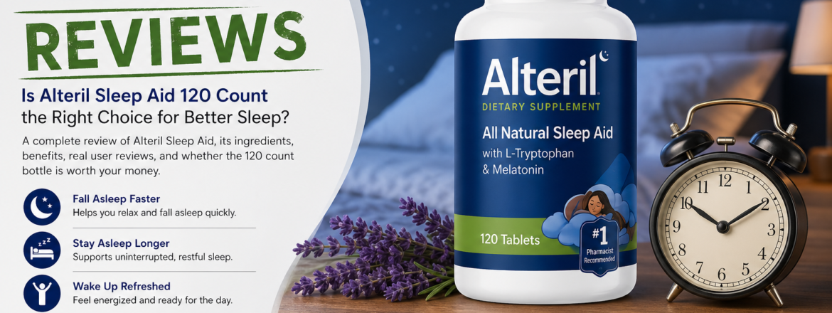 alteril sleep aid 120 count bottle for natural sleep support